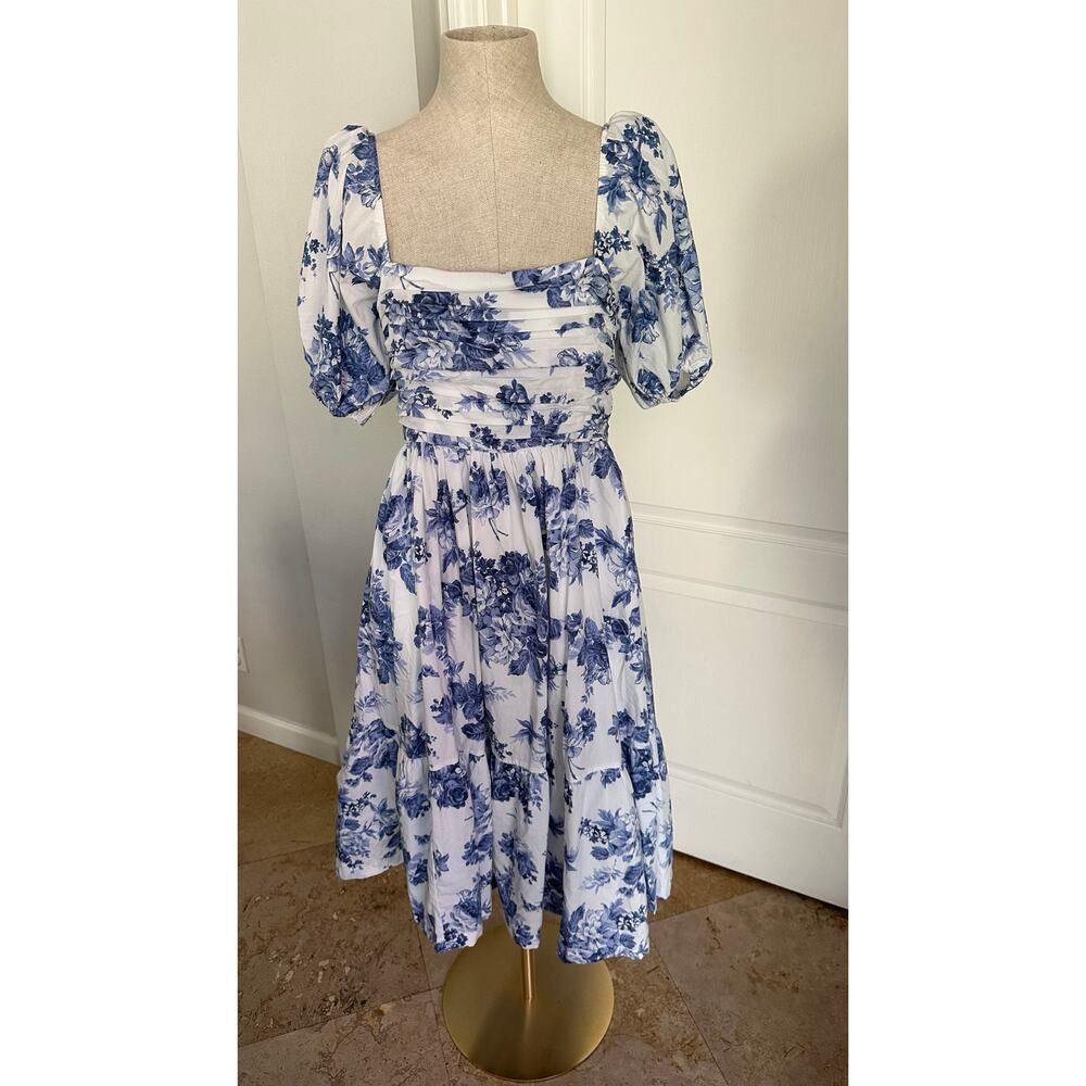 Abercrombie & Fitch Emerson Poplin Puff Sleeve Midi Dress - Picture 2 of 7